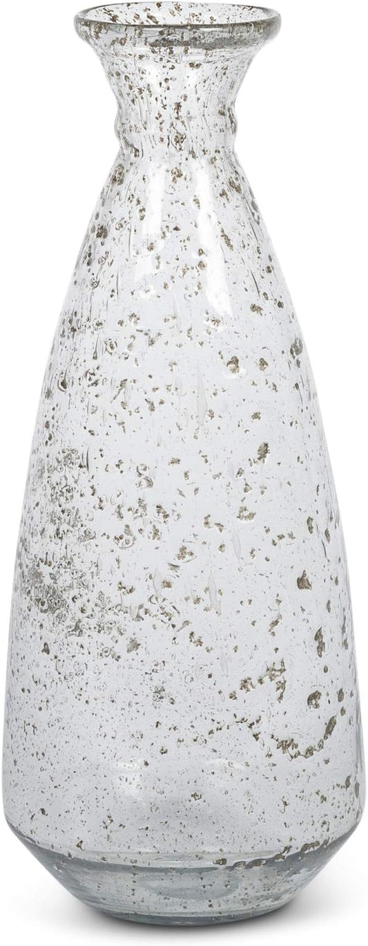 Lone Elm Studios 17" H Recycled Glass Floor Vase Home Decor, 7InL x 7InW x 17InH, Clear