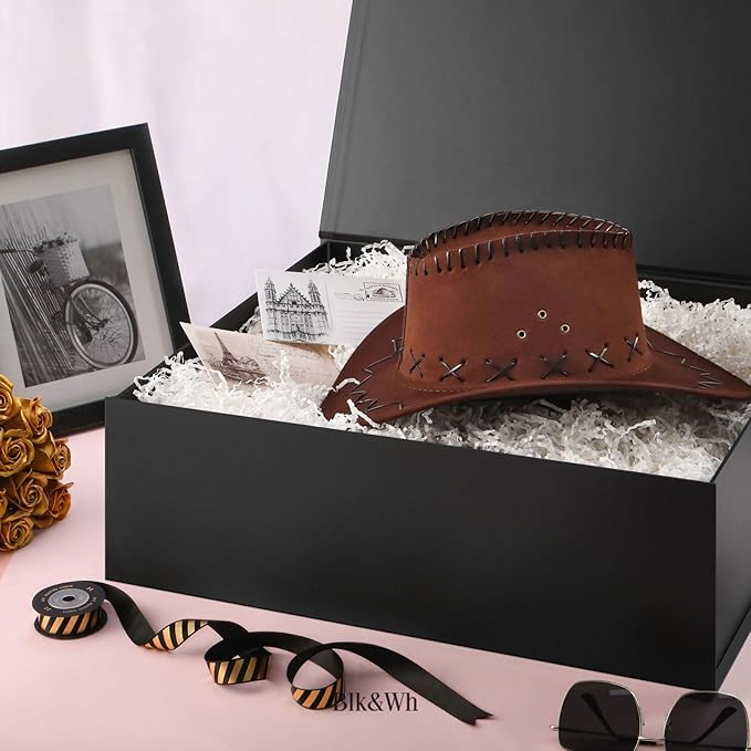 BLK&WH Extra Large Gift Box with Lid 19.2x15.8x7 Inches, Black Gift Box for Clothes and Large Gifts (Matte Black)