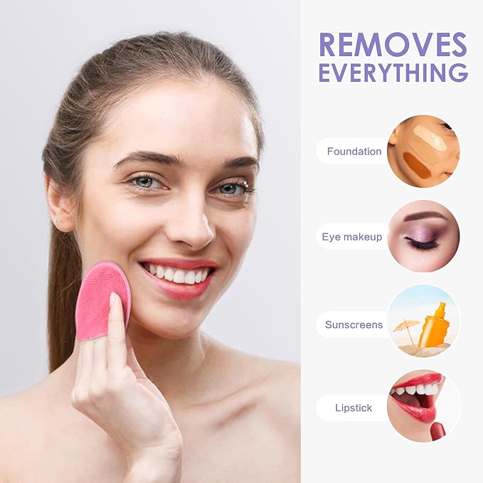 SUNLAND Reusable Makeup Remover Pads for Face,Eye,Lips 16 Pack Microfiber Face Cleansing Gloves Washable with Laundry Bag and Travel Bag Rounds Toner Pads（Round 3.15inchx16 Pink）