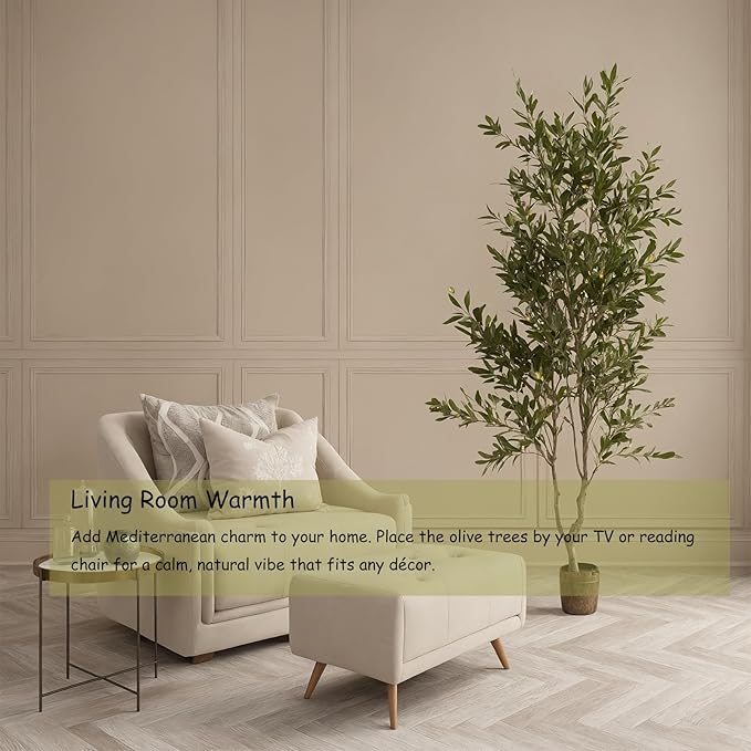 5ft Real-Touch Olive Tree 2-Pack with 1390 Leaves & 86 Olives, Artificial Olive Plant in Pot, Faux Olive Tree for Indoor Decor, Office, Mediterranean Home Decoration