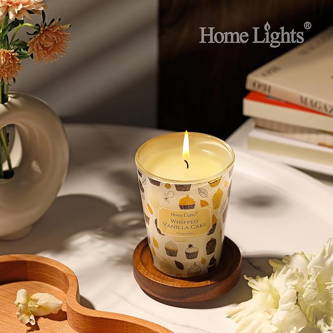 HomeLights Scented Candles for Women & Men, 6.7oz Candle Jars Aromatherapy Single Wick Candle, Ideal for Rustic Modern Home Decor and Gifts, Whipped Vanilla Cake