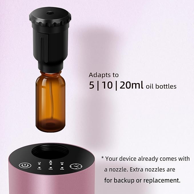 Waterless Essential Oil Diffuser for Home Battery Operated Cordless Scent Diffuser with Timing & 3 Mist Levels car Diffuser， Aluminum Alloy