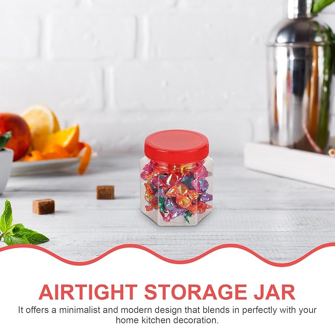 5pcs Airtight Hexagonal Storage Canisters with Lids Dry Food Jars for Kitchen Pantry Cereals Nuts Preservation Transparent Plastic Containers