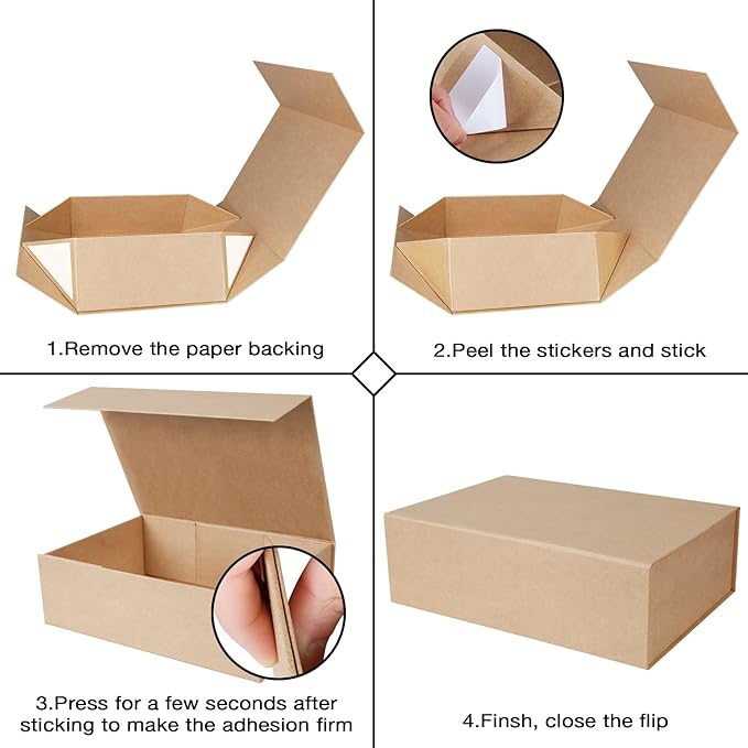 Aimyoo Brown Collapsible Gift Box with Magnetic Closure Lids 10.5x7x3 in, Bridesmaid Groomsman Proposal Boxes, Rectangle Storage Box 1 Pack