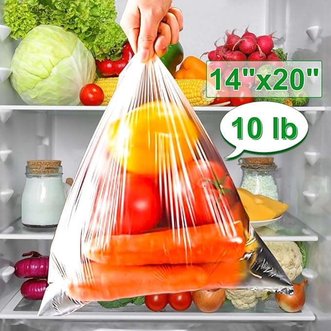 14" X 20" Plastic Produce Bags Roll, Fresh-Keeping Clear Plastic Bags for Food, Fruit, Vegetable, Bread, Kitchen, freezer, Supermarket, 350 Produce Bag/Roll (4 Rolls)