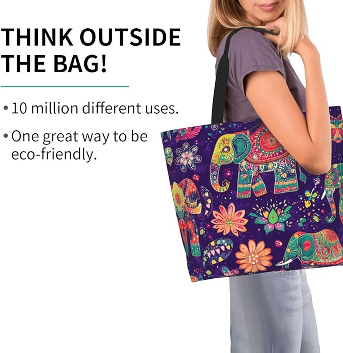 Tote Bag Shoulder Bags for Women Grocery Shopping Bag Reusable Bags Boho-Red Paisley 1