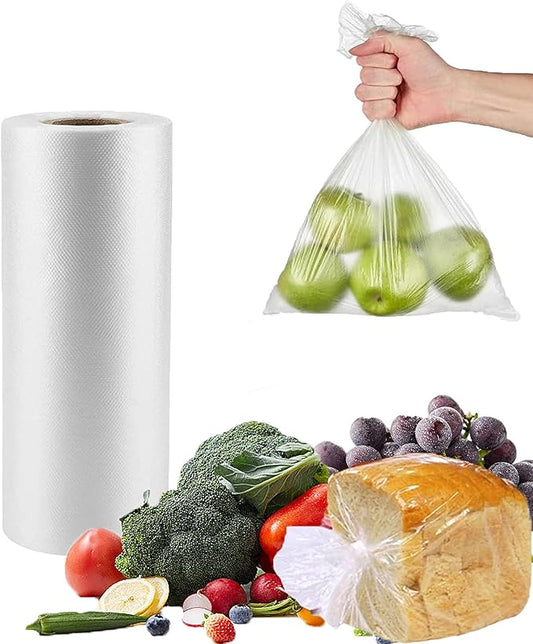 400 Count 10 x 14 Inches Clear Plastic Produce Bags Roll, Clear Grocery Bag for Bread, Fruits, Vegetable, Kitchen, 400 Bag/Roll - 1 Rolls, Total 400 Bags
