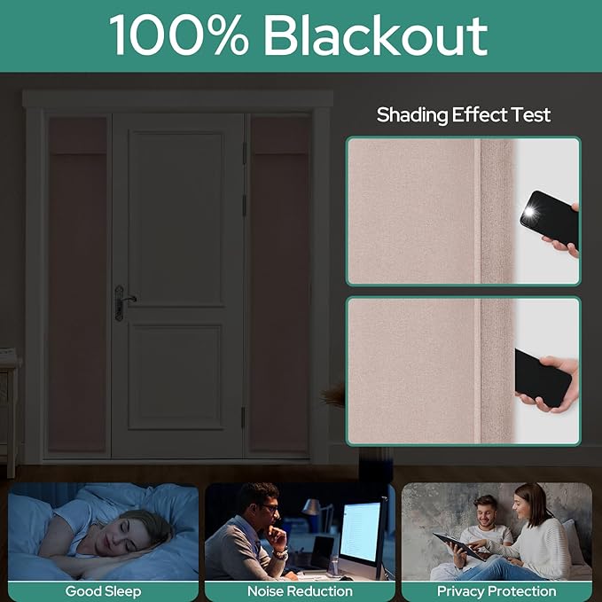 HOMEIDEAS 100% Linen Blackout Sidelight Curtains for Front Door, Side Door Window Curtains, Small Window,Thermal Insulated Covering, 1 Panel, W12 X L68 Inch, Blush Pink