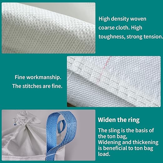 2 Pack FIBC Bulk Bag, Flexible Bulk Bags1.5 Ton Bag, 35"L x 35"W x 43"H, 3300lbs SWL, Duffle Top Flat Bottom Heavy Duty, Woven Polypropylene Waste Bag