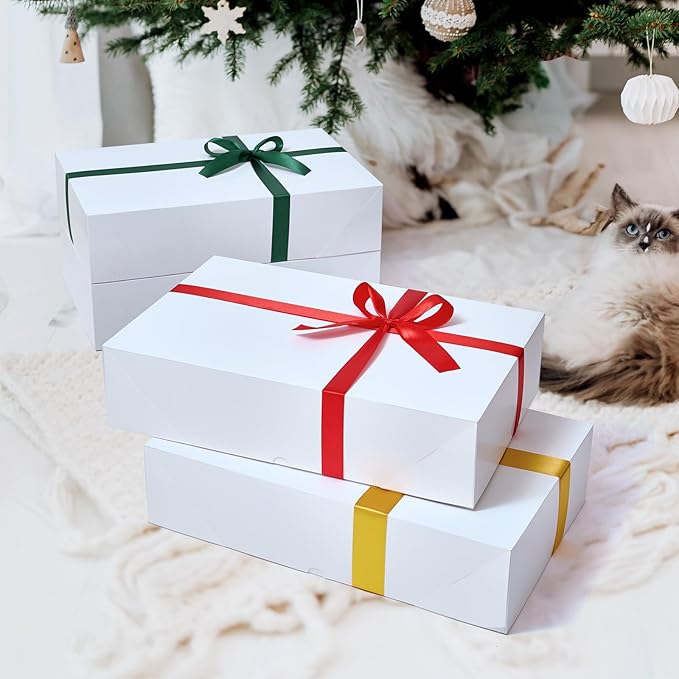 YANGTE 24 Premium Gift Boxes with Lids for Presents, Extra Large White Boxes for Wrapping Gifts, 4-inch Deep Clothing Gift Boxes for Robe, Sweater, Shirt and Christams Gift