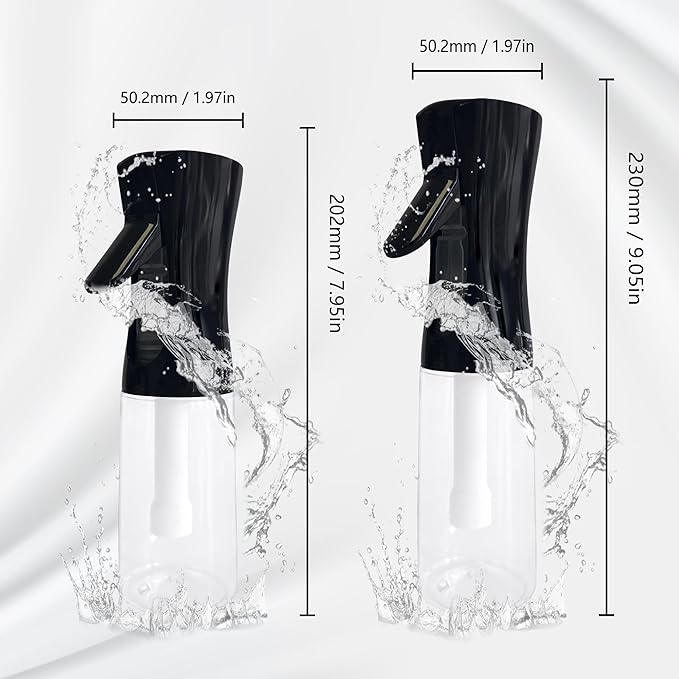 Spray Bottle for Hair Continuous Ultra Fine Mist 360° Multi Spray Bottle for Plants, Cleaning, Skin Care Leakproof & Durable 2 Pack