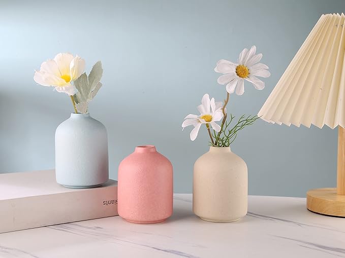 Ceramic Vase - Small Vase, Modern Minimalist Ceramic Vase, Dried Flower Vase, Home Decoration, Flower Arrangement Decorative Shooting Props, Best Decoration(Beige)