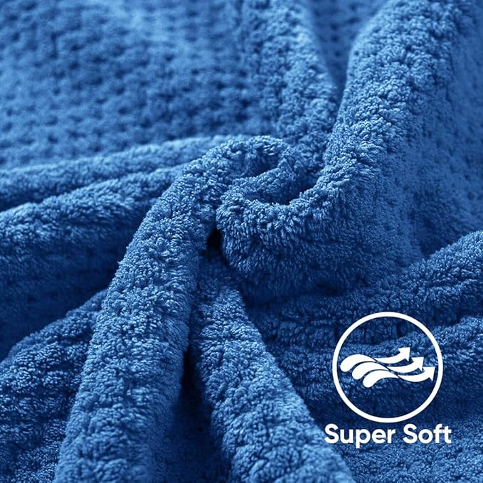 HOMEXCEL Bath Towel Set Pack of 4, 30 x 60 Inches Large Microfiber Bath Towels, Soft, Absorbent, and Quick Dry Towels for Bathroom, Pool, Beach, Swim, and Yoga, Large Bathroom Towels, Blue