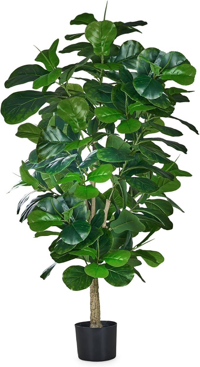 VECELO Artificial Fiddle Leaf Fig Tree 6FT(71in), Tall Fake Floor Plants with 150 Large Realistic Leaves in Plastic Pot for Indoor Outdoor Living Room Home Decor