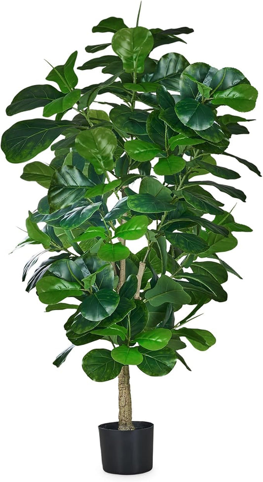 VECELO Artificial Fiddle Leaf Fig Tree 6FT(71in), Tall Fake Floor Plants with 150 Large Realistic Leaves in Plastic Pot for Indoor Outdoor Living Room Home Decor