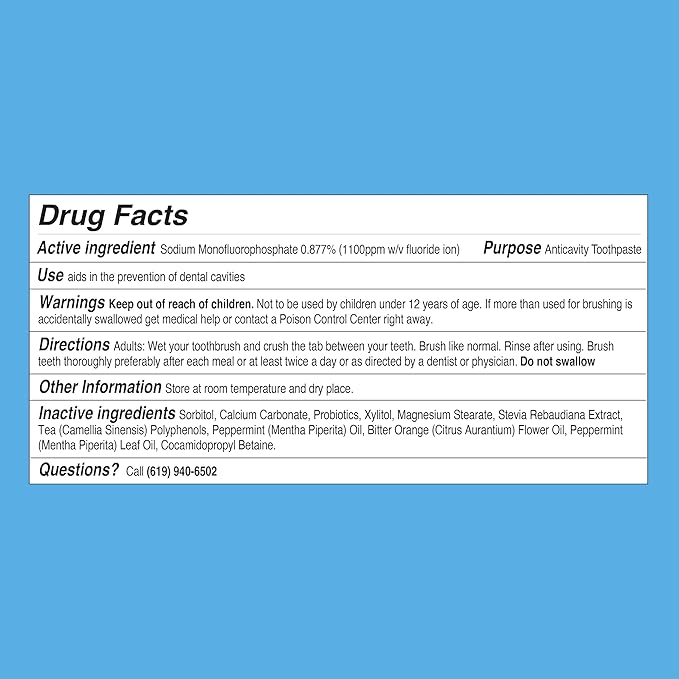 The Humble Co Chewable Toothpaste Tablets with Fluoride, Mint - Bite, Chew, Brush - Zero Water & Plastic Free Toothpaste Tabs - Travel-Friendly & Waste-Free Dental Oral Care Hygiene - 180 Count