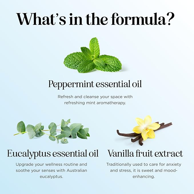 Mint Essential Oil Blend - Refreshing Mint Oil Diffuser with Cooling Peppermint Spearmint Bergamot and Eucalyptus Oils - Pure Aromatherapy Oils