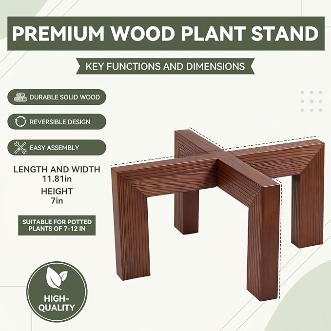 Nipyata Plant Stand Indoor, Large Wooden Plant Stands, Plant Risers for Inside Pots, Flower Stand Holder, Fit Most Size Flower Pots In Room