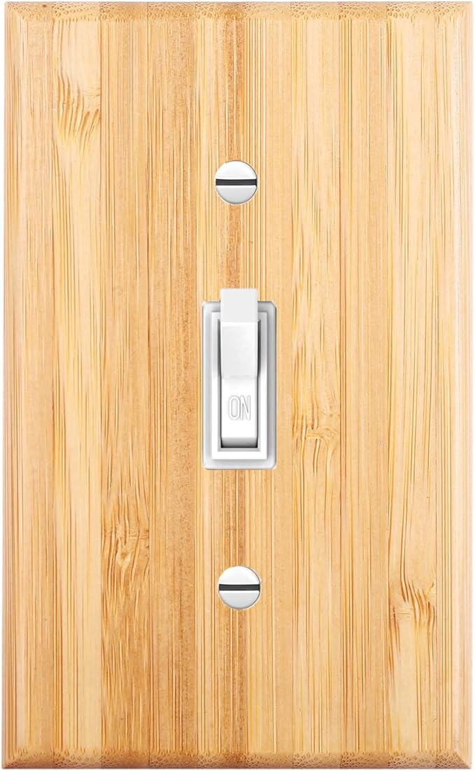 Raw Wood Single Toggle Decor 4.5" X 2.76" Light Switch Plate Cover Wall Plate Bamboo Quality Outlet Covers For Bedroom Kitchen Home Decorative
