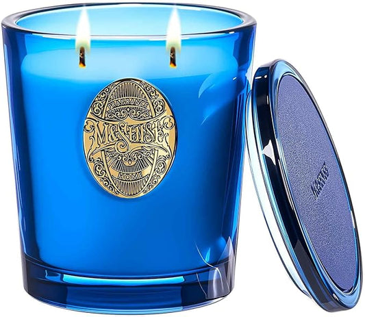 M&SENSE Large Two-Wick Summer Soy Candle | Summer's Night & Blue | 19.8 oz, 120H Burn Time | Luxury Scented Candle for Relaxation, Gifting, Home Décor | Ideal for Bedroom, Office, Party Ambiance