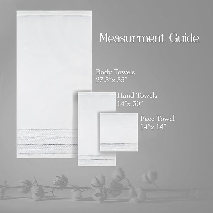 Premium Towel Set: Super absorbent, quick-drying, soft, plush. Features hanging loop, fade-resistant, eco & skin-friendly dyes. Luxury dobby design for bath or spa. (white, Bath Towel Set of 4)