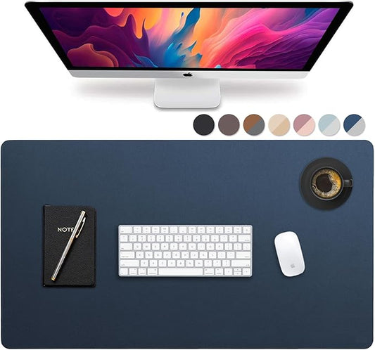 Vine Creations Leather Desk Mat Large 36" x 20", Desk Protector Mat, PU Leather Desk Pad, Large Mouse Pad, Desk Blotter, Desk Pads on Top of Desks, Desk Matt for Desktop, Office Desk Mat (Dark Blue)