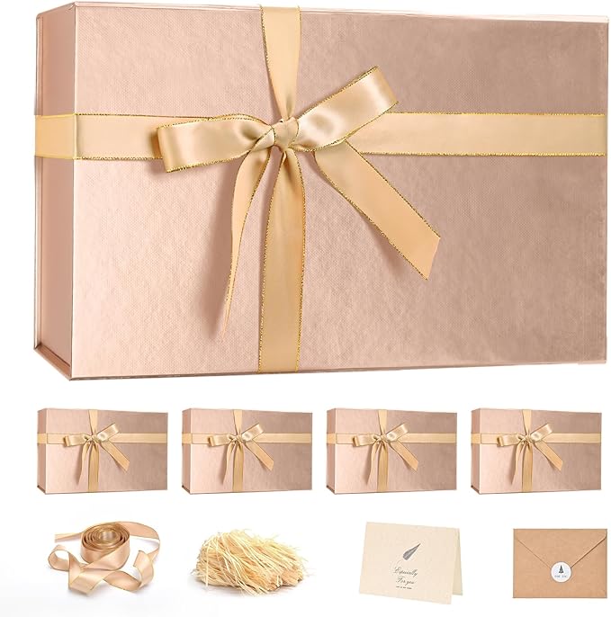 LIFELUM Large Gift Box 14"x8.5"x4.5" Christmas Gift Boxes with Lids for Presents for Anniversary Wedding Proposal Birthday Gift boxes with Shredded Filler Card Ribbon