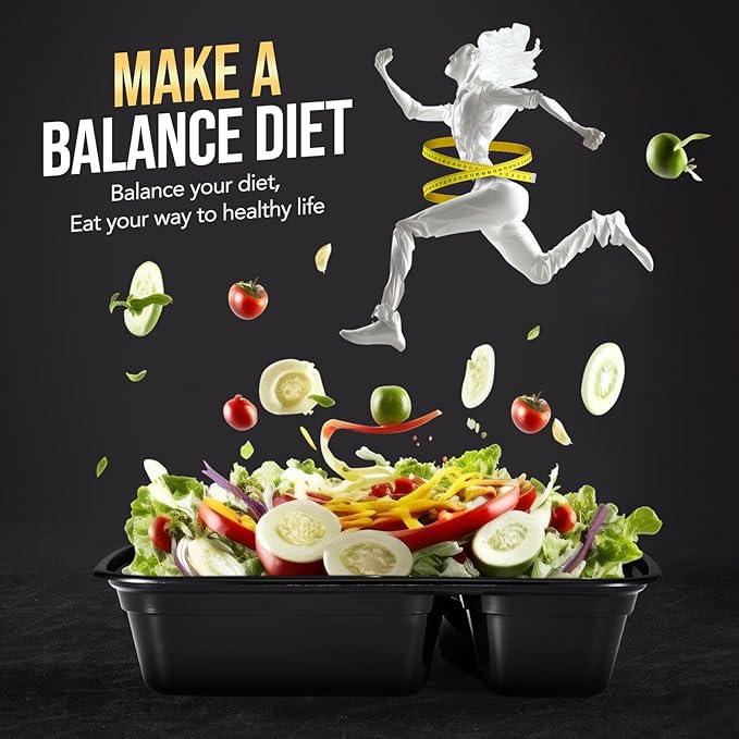 Glotoch 50 Pack 32 oz Meal Prep Containers Reusable, 2 Compartment Food Containers with Lids To Go Containers, Lunch-Microwave, Freezer, Dishwasher Safe