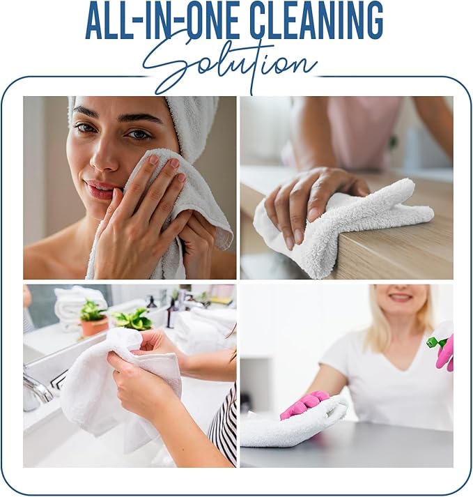 DAN RIVER 100% Cotton Wash Cloths 24 Pack [12x12] Soft & Absorbent wash Clothes, Gym, Hotels & Spa Perfect for Everyday Use Fingertip Towels, White