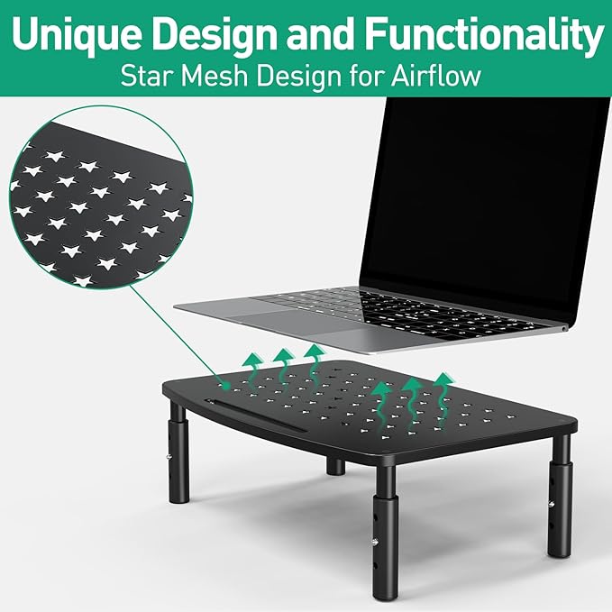 Zimilar 2 Pack Monitor Stands, 3 Height Adjustable Riser for Laptop, Printer, iMac, PC, Premium Metal Stand for 2 Monitors