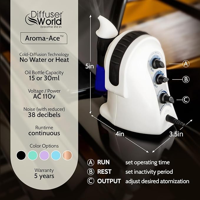 Waterless Diffuser for Essential Oils 110V, Black Made in USA Aroma Atomizer Diffusers Waterless Essential Oil Diffusers for Home Large Room Fragrance, Home Scent Diffuser Machine, Air Aromatherapy