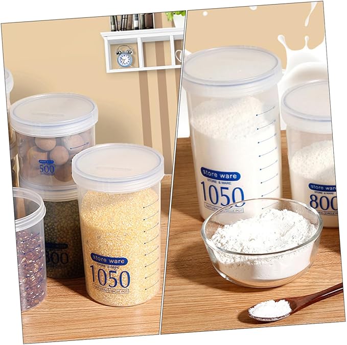 2pcs Airtight Round Food Storage Jars with Lids for Dry Food Snacks Protein Powder Cereal Canisters Kitchen Pantry Organization Containers