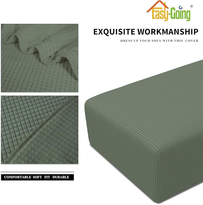 Easy-Going Stretch Ottoman Cover Folding Storage Stool Furniture Protector Soft Rectangle slipcover with Bottom (XX-Large,Greyish Green)