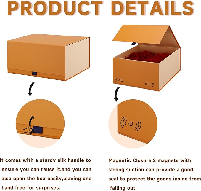 Rsgift 2 Pack Yellow Gift box,14x11x7 inch Packaging Gift Boxes with Lids for Valentines Day,Large Gift Boxes for Presents Birthday Christmas,Thanksgiving Day