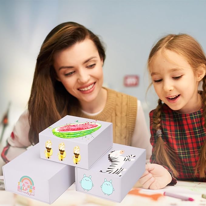 8x8x4 Inches Gift Box with Magnetic Closure Lid, White Magnetic Box for Wedding, Groomsmen Bridesmaid Proposal, Birthdays, Mother's Day, 1 Pack