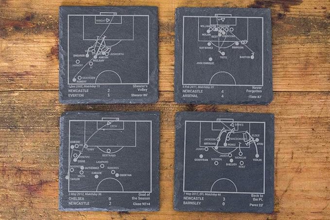 Greatest Newcastle Plays: Slate Coasters (Set of 4) | Best Gift Idea for Sports Lovers | Newcastle Historic Moments Gifts
