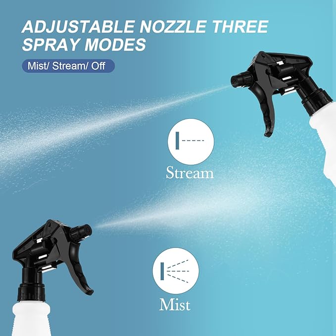 Eccliy 20 Pack 16oz Empty Spray Bottles, Leakproof Cleaning Bottles with Measurement and Adjustable Nozzle for Housekeeping, Commercial Use(Cylinder,8 Colors Spray Head)