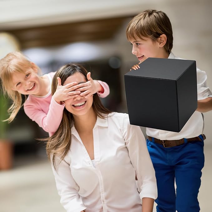 Ditwis 4 Pack 8x8x8 Inches Gift Boxes with Magnetic Closure Lids, Black Magnetic Box for Wedding, Groomsmen Bridesmaid Proposal, Birthdays, Mother's Day