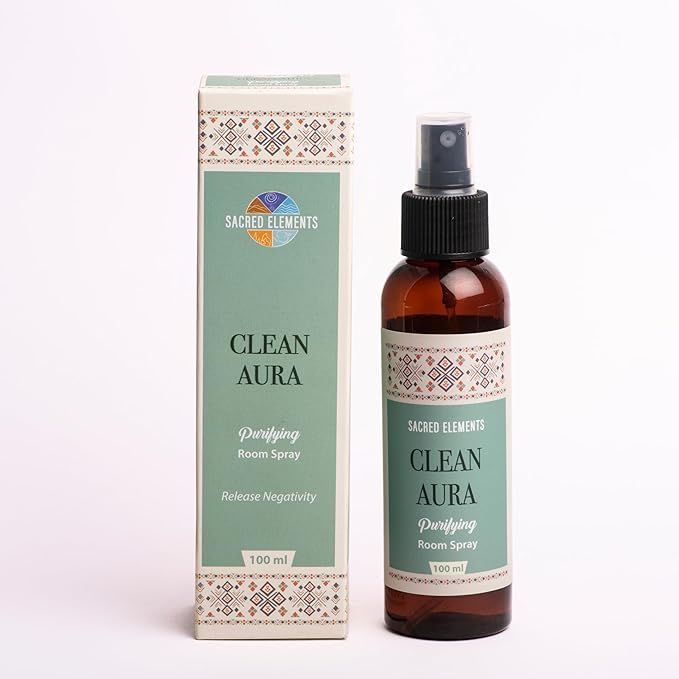 Sacred Element's Clean Aura Room Spray | Natural Purifying Mist for Energy Clearing, Negativity Release, Spiritual Balance & Aromatherapy | 3.38 Fl Oz / 100ml Non-Toxic Air Freshener