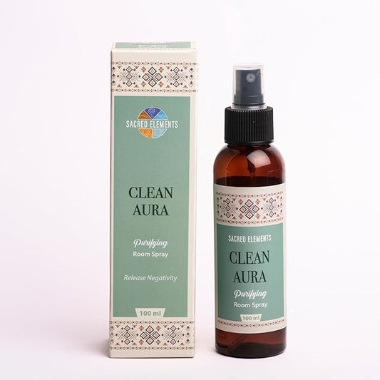 Sacred Element's Clean Aura Room Spray | Natural Purifying Mist for Energy Clearing, Negativity Release, Spiritual Balance & Aromatherapy | 3.38 Fl Oz / 100ml Non-Toxic Air Freshener