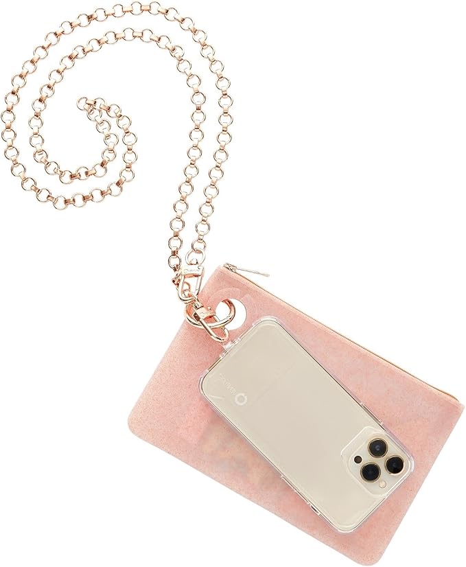 Oventure Large Silicone Pouch – Rose Gold Confetti | Waterproof Zipper Bag & Holiday Gift for Women, Makeup & Travel