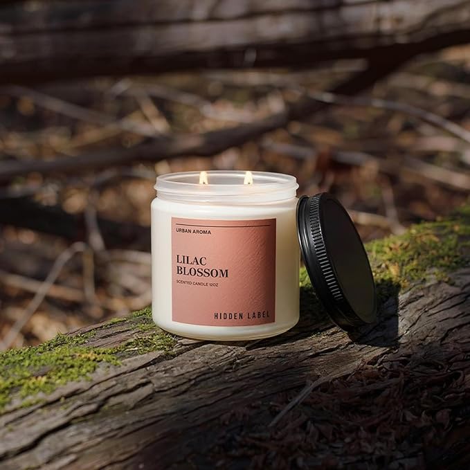 Lilac Blossom Scented Candle, 12oz Natural Soy Non Toxic, 70H Burn Time 2 Wick Aromatherapy Candles for Home Scented, Gift-Ready for Hosts & Gatherings | Elegant Home Decor