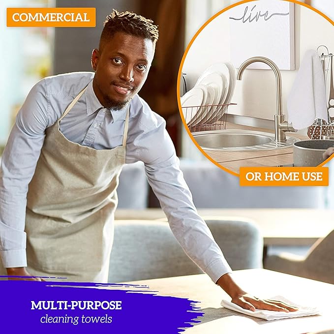 GREEN LIFESTYLE White Shop Towels 12x14, 50 Pack, 100% Cotton Super Absorbent & Durable Shop Rags, Reusable Shop Rags Bulk, Multipurpose Cleaning Towels for Automobiles, Industries, Garage and Home