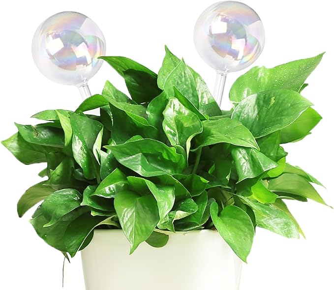 Plant Watering Globes- 4 Pack Iridescent Rainbow Glass Water Bulbs Self Watering Spikes Planter Insert Automatic Plant Watering Bulbs Devices for Indoor and Outdoor Plants