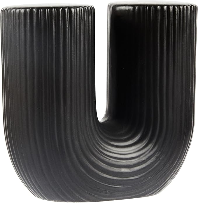 Restaurantware-Table Art Flower Vase, 1 Minimalist Vase - U-Shaped Style, for Fresh Or Artificial Flowers, Black Ceramic Vessel for Home Decor, in Kitchen, Home, Living Room, Office, and More