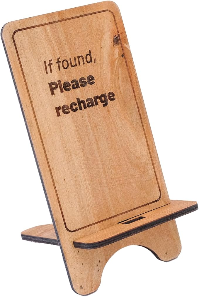 Design Your Own Phone Stand Personalized Wooden Holder Custom Pet Name Engraved Handmade Desk and Home Accessory Gift (Please Recharge)