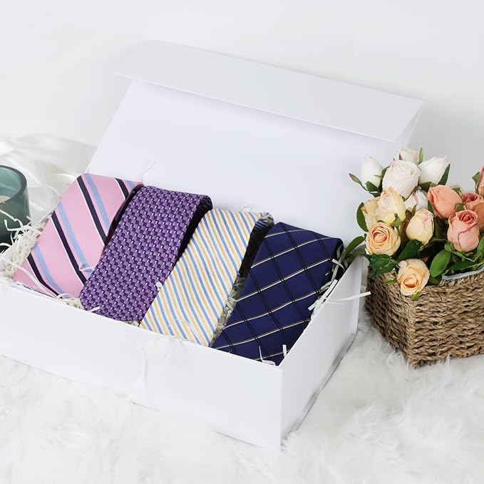 White Gift Box with Magnetic Lids 13.8x8.3x4.4 in, Large Bridesmaid Groomsman Proposal Boxes 1 Pack, Collapsible Rectangle Storage Box