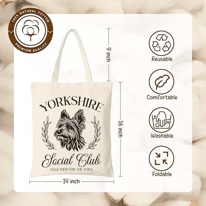 Dog Social Club Canvas Tote Bag, Travel & Daily Use, 16x14 Inch