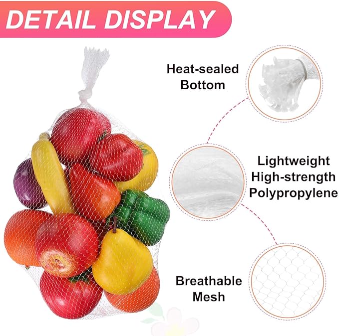 uxcell 100PCS Reusable Mesh Produce Bags, 23.6 Inches Egg Hatching Bags Washable Breathable Fruit Net Stretchable Mesh Netting Storage for Seafood Vegetable Onion Grocery Shopping, White