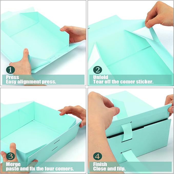 Large Gift Box, 5-Pack Magnetic Lid Gift Box Ribbon Closure Bo Elegant Gift Packaging Luxury Gift Box Decorative Gift Box,10.5x7.5x3.1" - Multi-Occasion Packaging Boxes (Green)